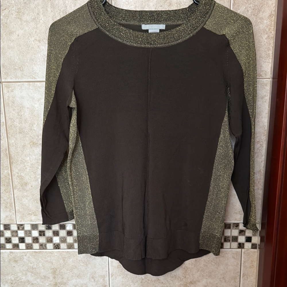 H&M Olive and Gold Knit Top